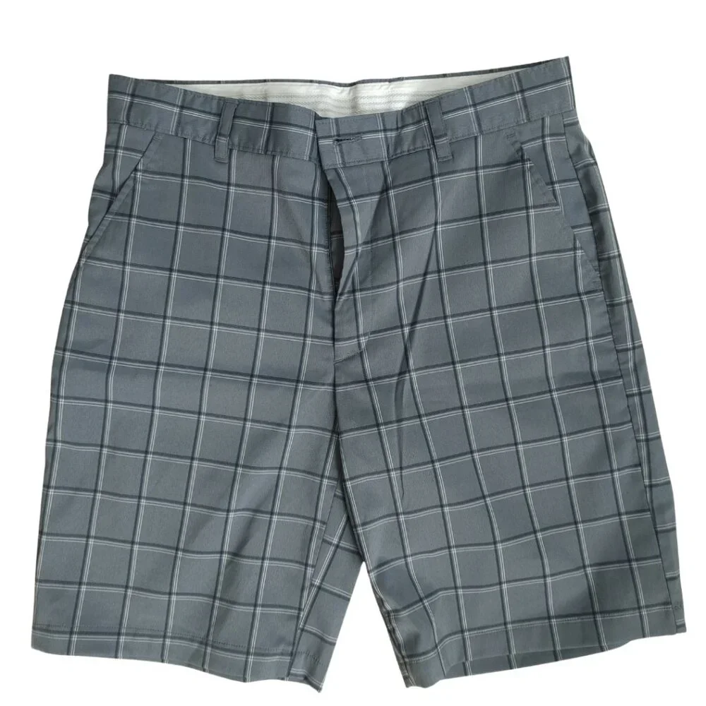 GREG NORMAN for Tasso Elba Plaid Golf Men's Shorts Grey - Size 32